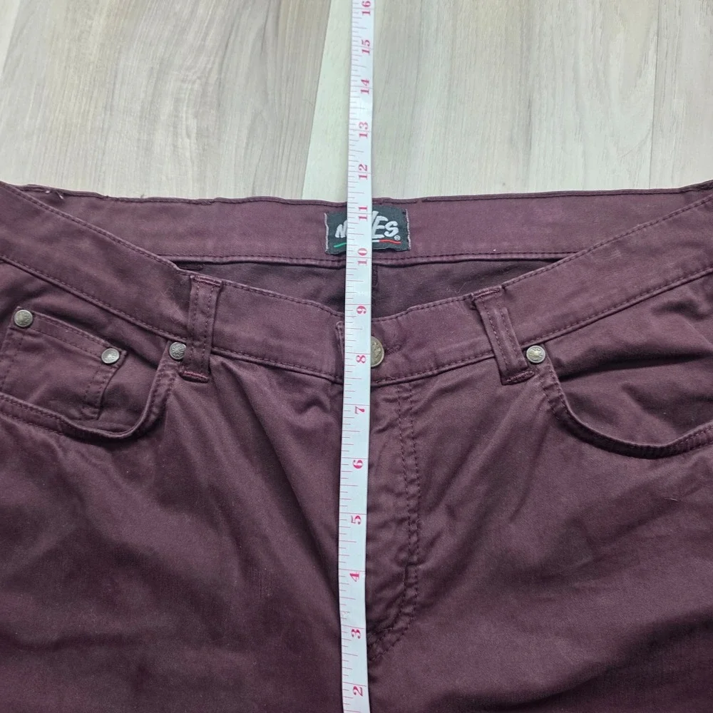 Noyes Made in Italy Pants Mens 32‎ Burgundy Maroon Cotton Stretch Trousers EU 48